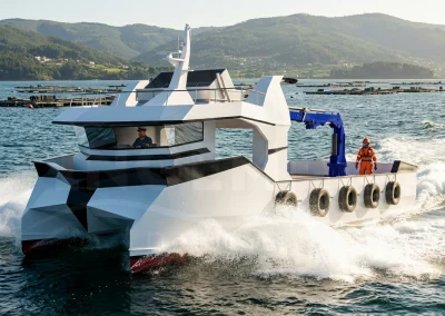 Aquaculture vessel 18 m built by Samala Shipyard – 7 m beam workboat for fish farming operations